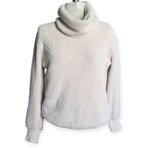 Allie Rose Oversized Turtleneck Sweater, Beige, Size Small